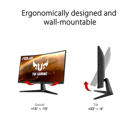 ASUS TUF VG27VH1B HDMI and D-Sub ports enable flexible setups