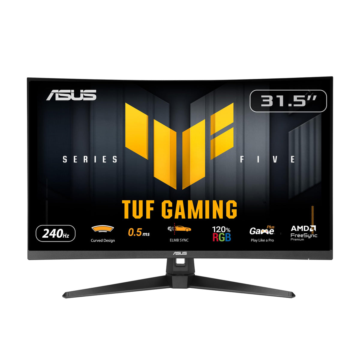 ASUS TUF VG32VQM5AZ 32-inch curved monitor seen from front for immersive gaming