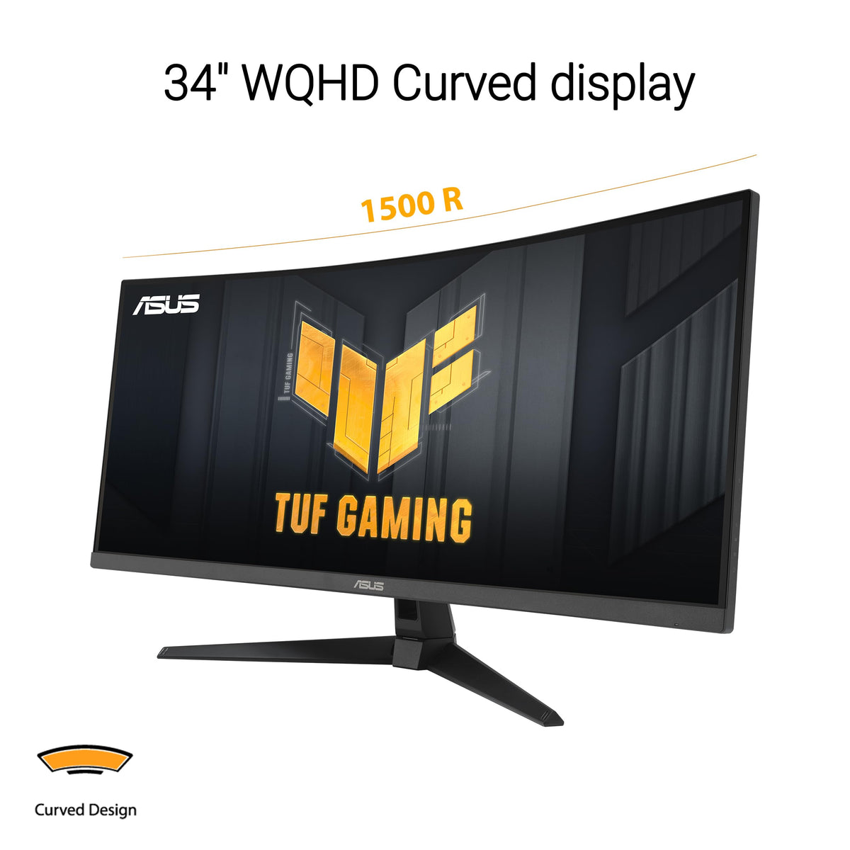 ASUS TUF VG34VQ3B curved screen viewed from the side for a wider field of view