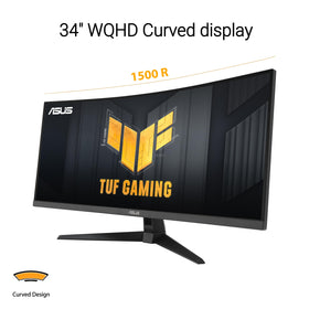 ASUS TUF VG34VQ3B curved screen viewed from the side for a wider field of view