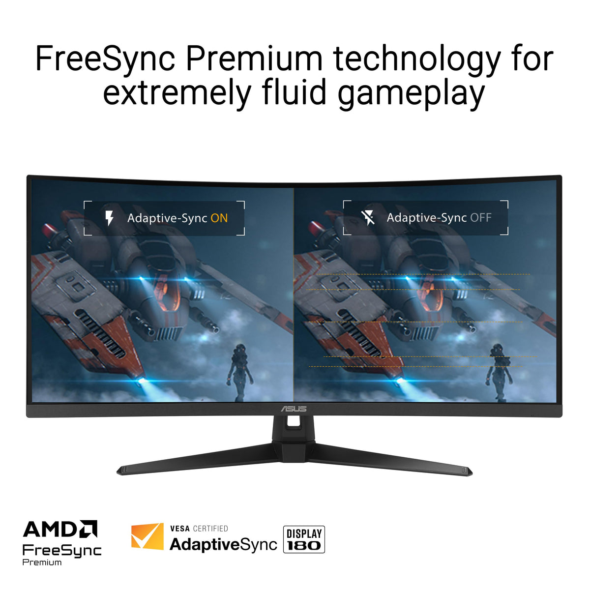 ASUS TUF VG34VQ3B desk setup showcasing large ultrawide display