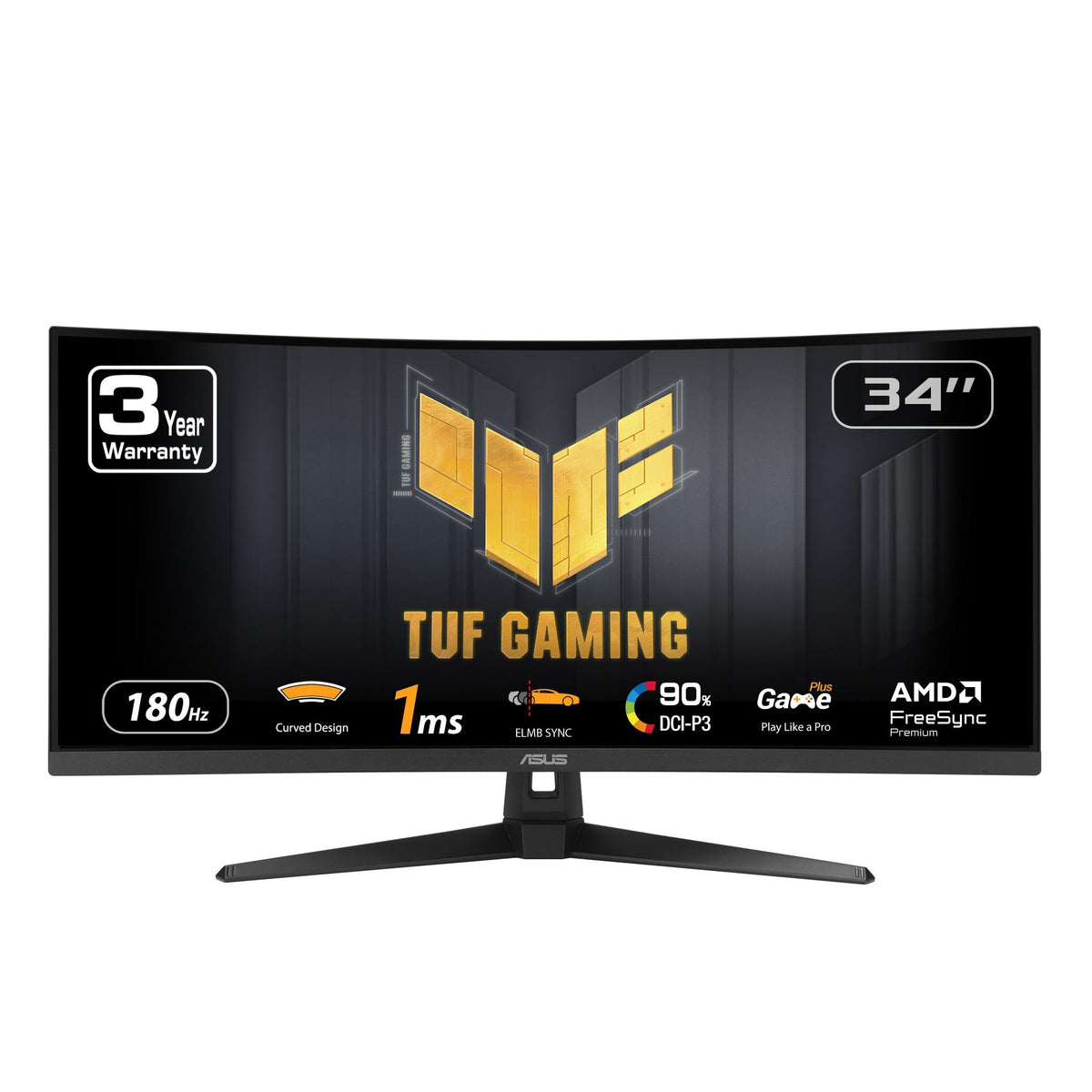 ASUS TUF VG34VQ3B front view on desk for immersive 34-inch gaming