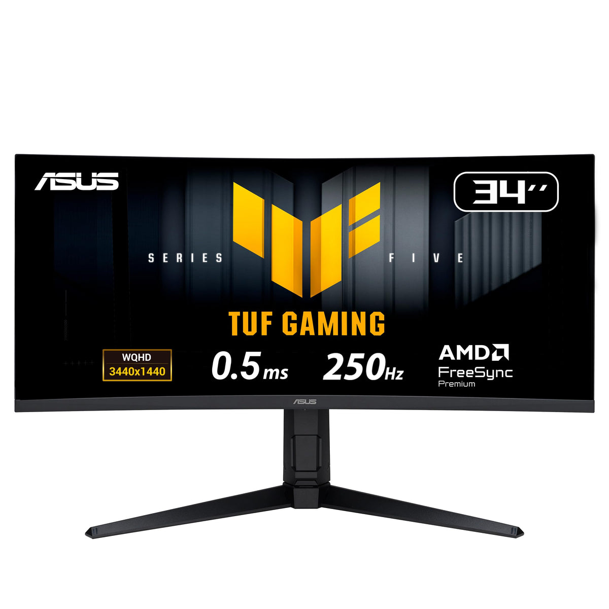 ASUS TUF VG34WQML5A front view for immersive ultrawide gaming.