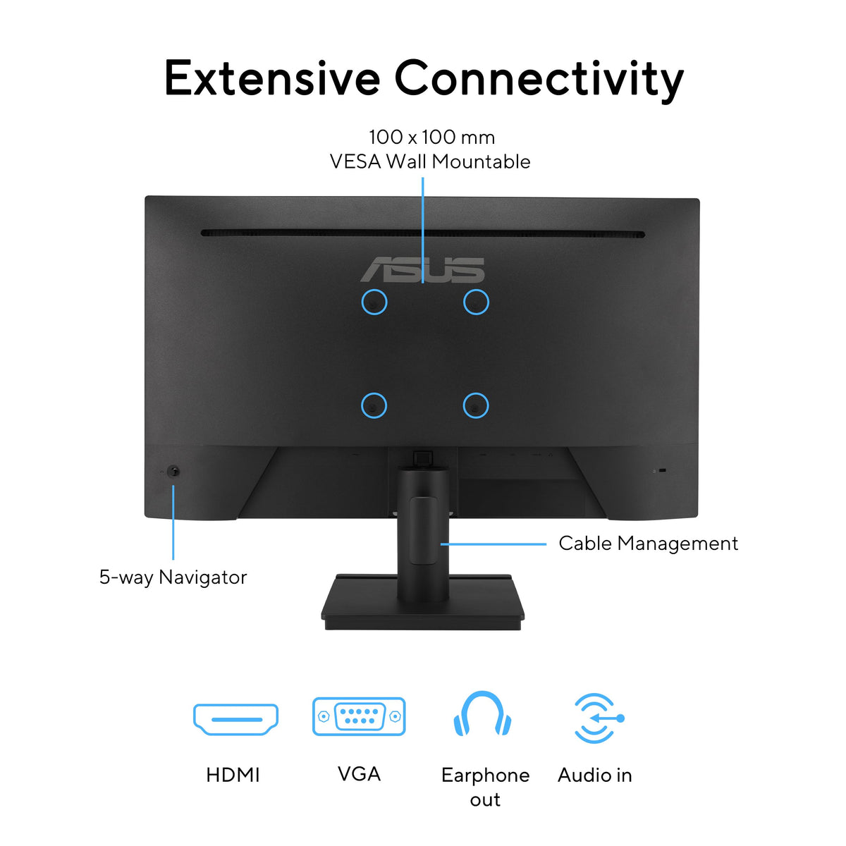 ASUS VA249HG HDMI and VGA inputs simplify multi-device setups