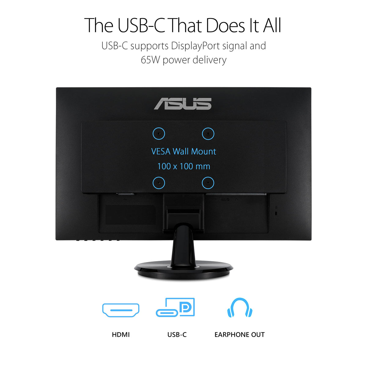 ASUS VA24DCP VESA mount compatible for flexible placement