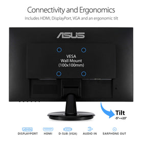 ASUS VA24DQ tilt adjustment enables comfortable viewing from different desk positions