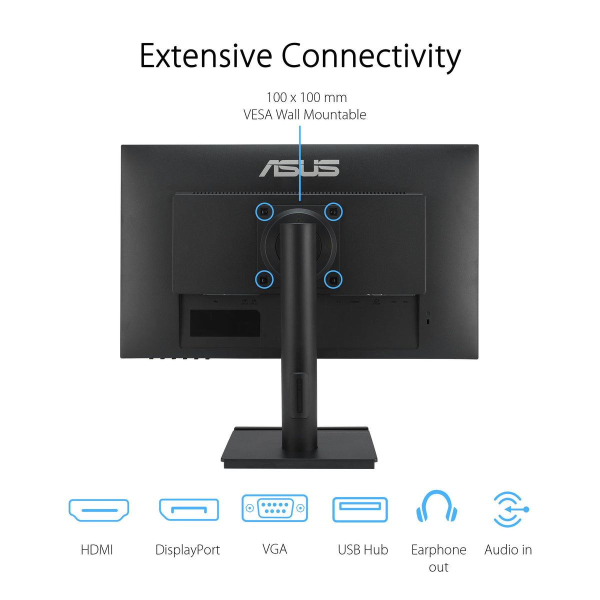 ASUS VA24DQFS VESA mount compatibility helps free desk space.