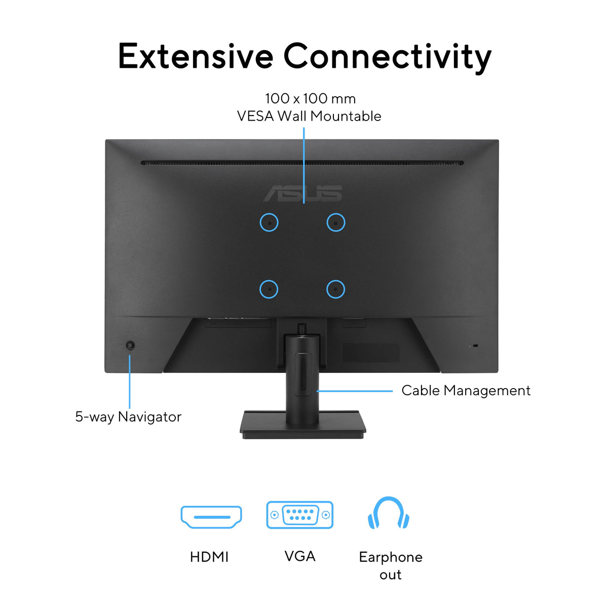 ASUS VA279HG VESA mount compatibility for flexible placements.