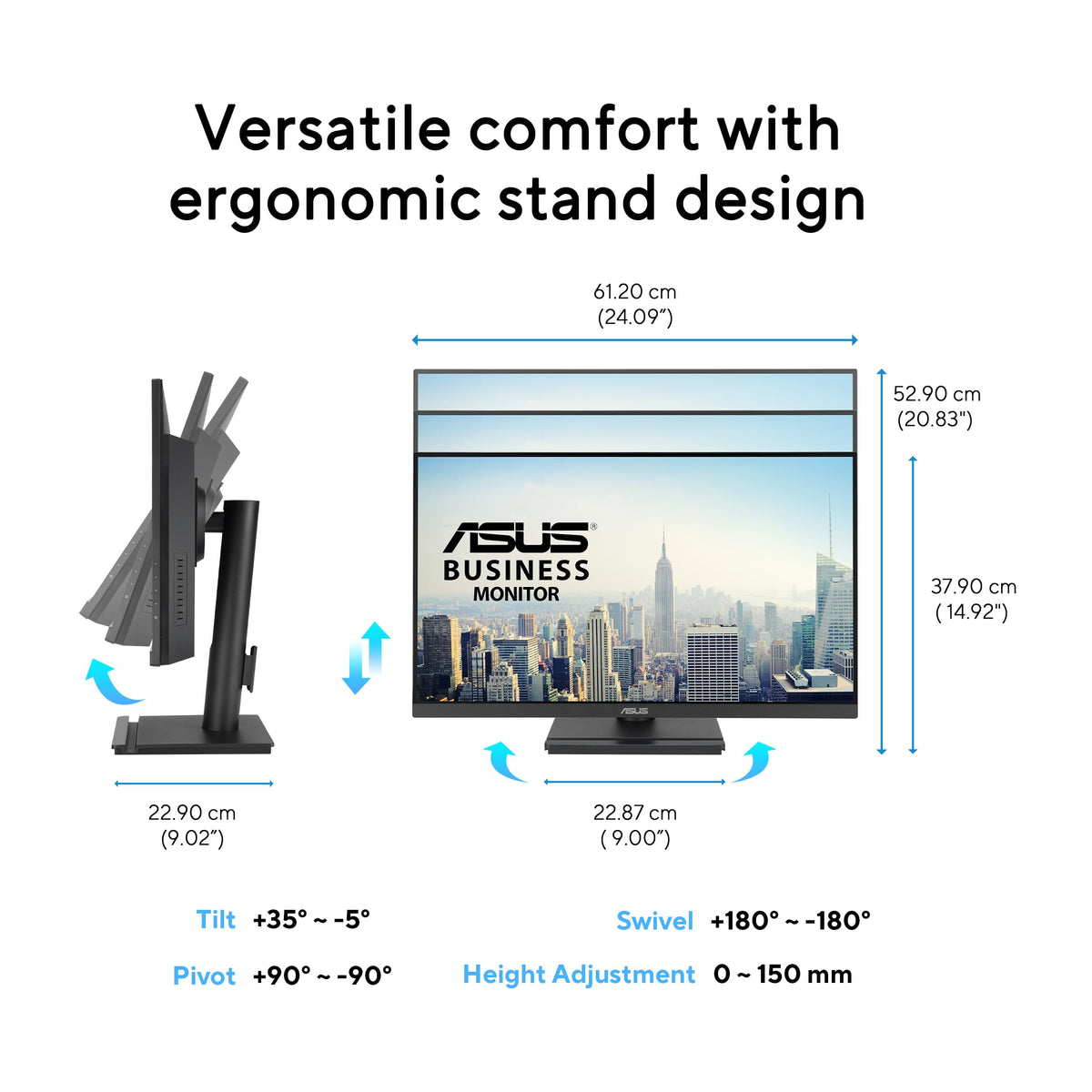 ASUS VA279QGS TÜV-certified eye care reduces strain for long work sessions