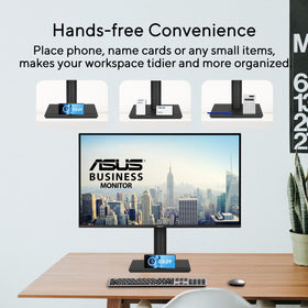 ASUS VA27AQSE ergonomic stand supports tilt, swivel, height for comfortable work.