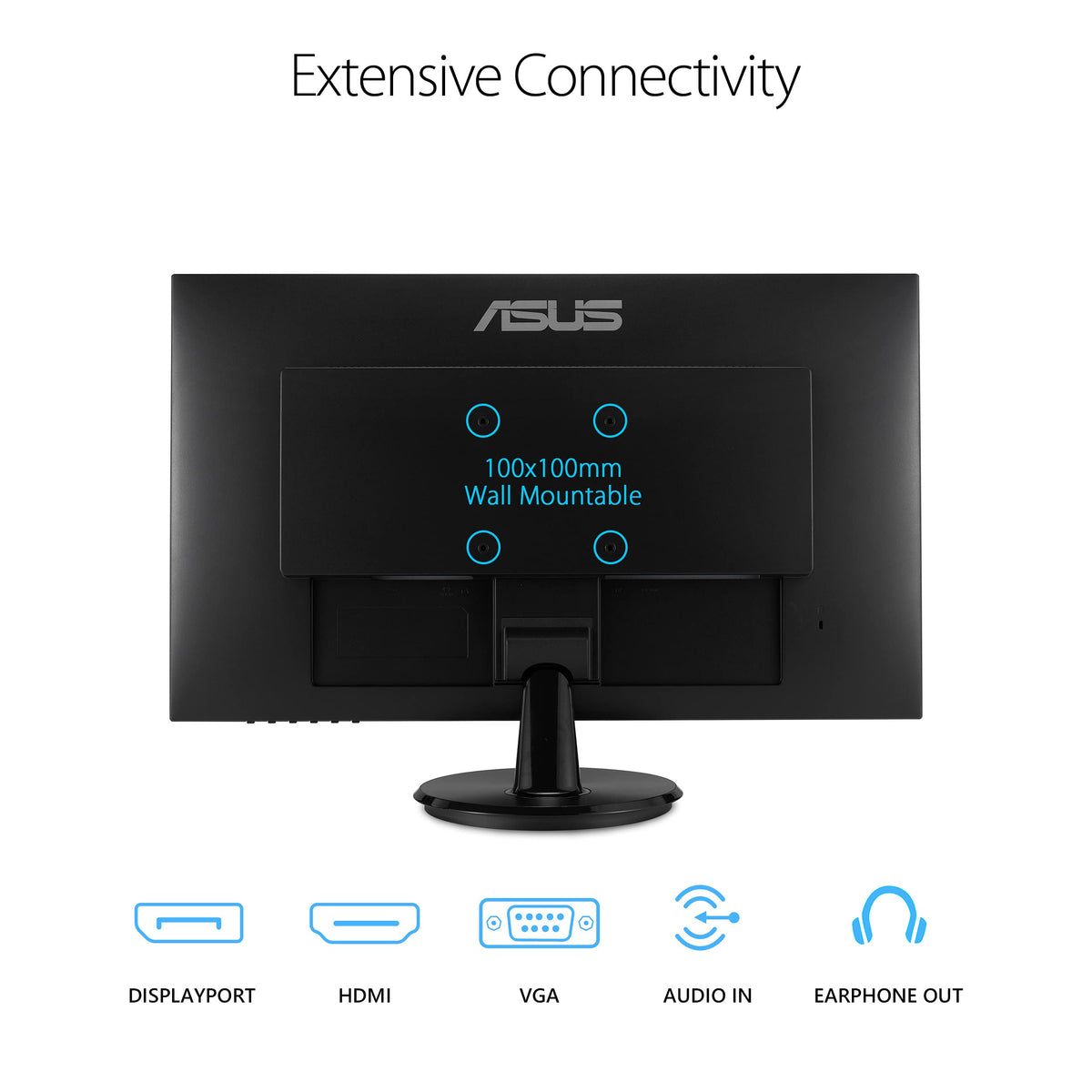 ASUS VA27DQ built-in speakers provide audio without extra accessories
