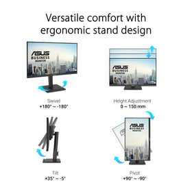 ASUS VA27DQFS ergonomic stand with tilt, swivel, height adjustments
