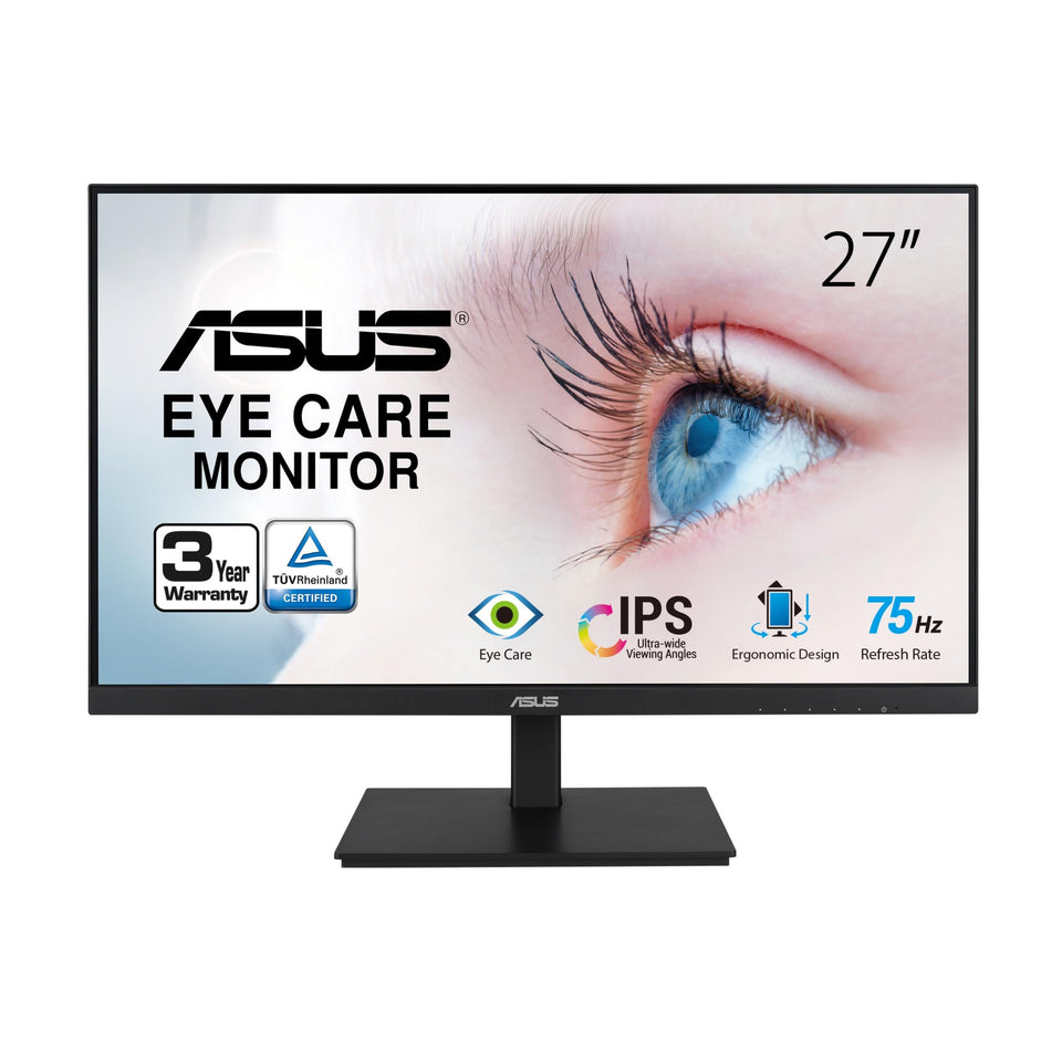 ASUS VA27DQSB frameless front view for focused work and space-saving setup