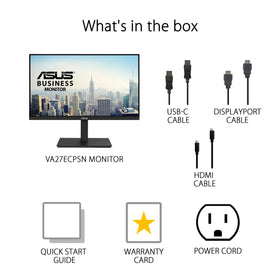 ASUS VA27ECPSN ergonomic design with tilt, swivel, and pivot options