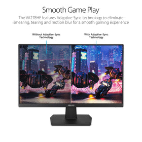 ASUS VA27EHE eye care with flicker-free and low blue light supports comfortable viewing.