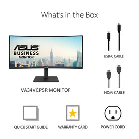 ASUS VA34VCPSR RJ45 Ethernet port ensures stable wired network access.