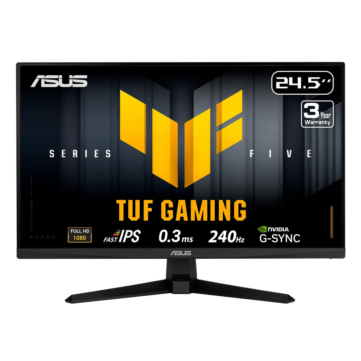 3-year warranty badge for the ASUS VG259QM5A.