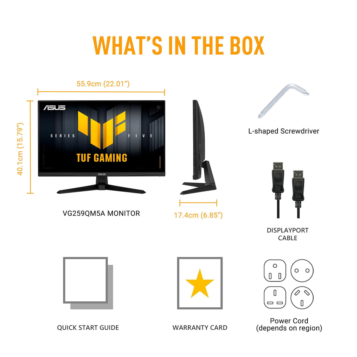 Ergonomic stand and versatile ports on the ASUS VG259QM5A.