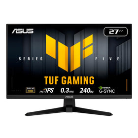 ASUS VG279QM5A front view highlights a 27-inch fast IPS panel for fluid gameplay.