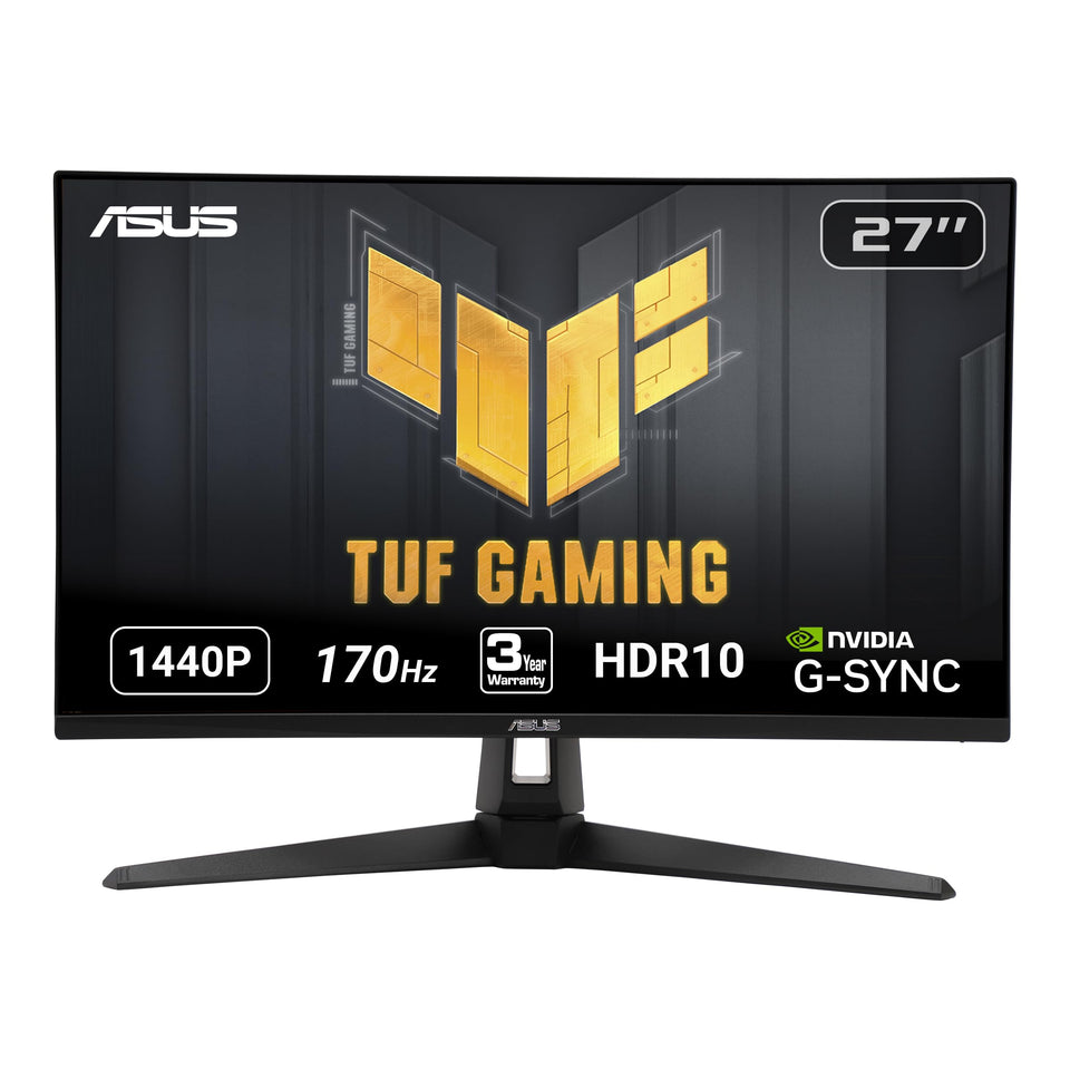ASUS VG27AQ1A front view shows vibrant IPS panel for sharp gaming visuals
