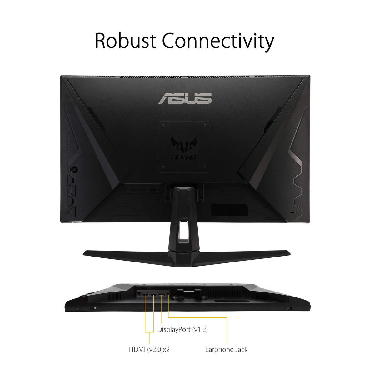 ASUS VG27AQ1A ports include HDMI and DisplayPort for flexible connections