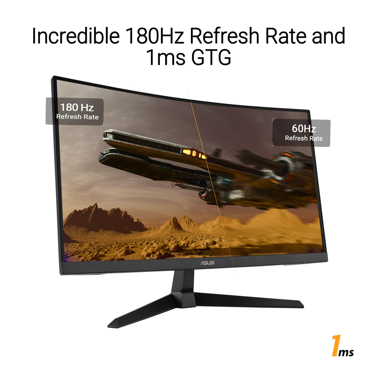 ASUS VG27VQ3B 1ms GTG response reduces motion blur during fast sequences