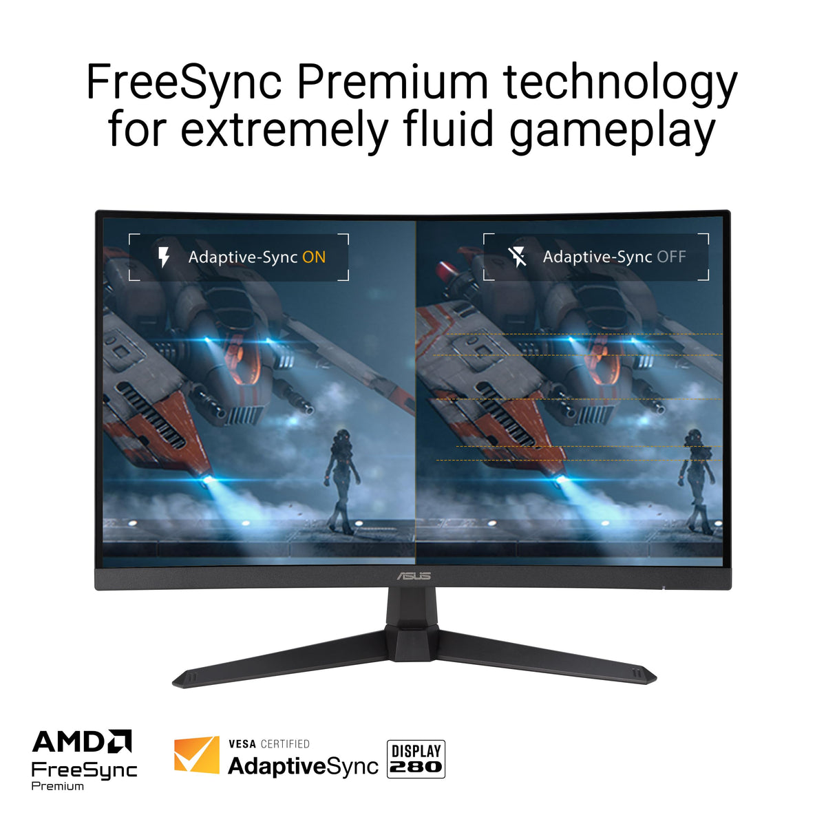 ASUS VG27VQM1B ELMB technology close-up minimizes motion blur