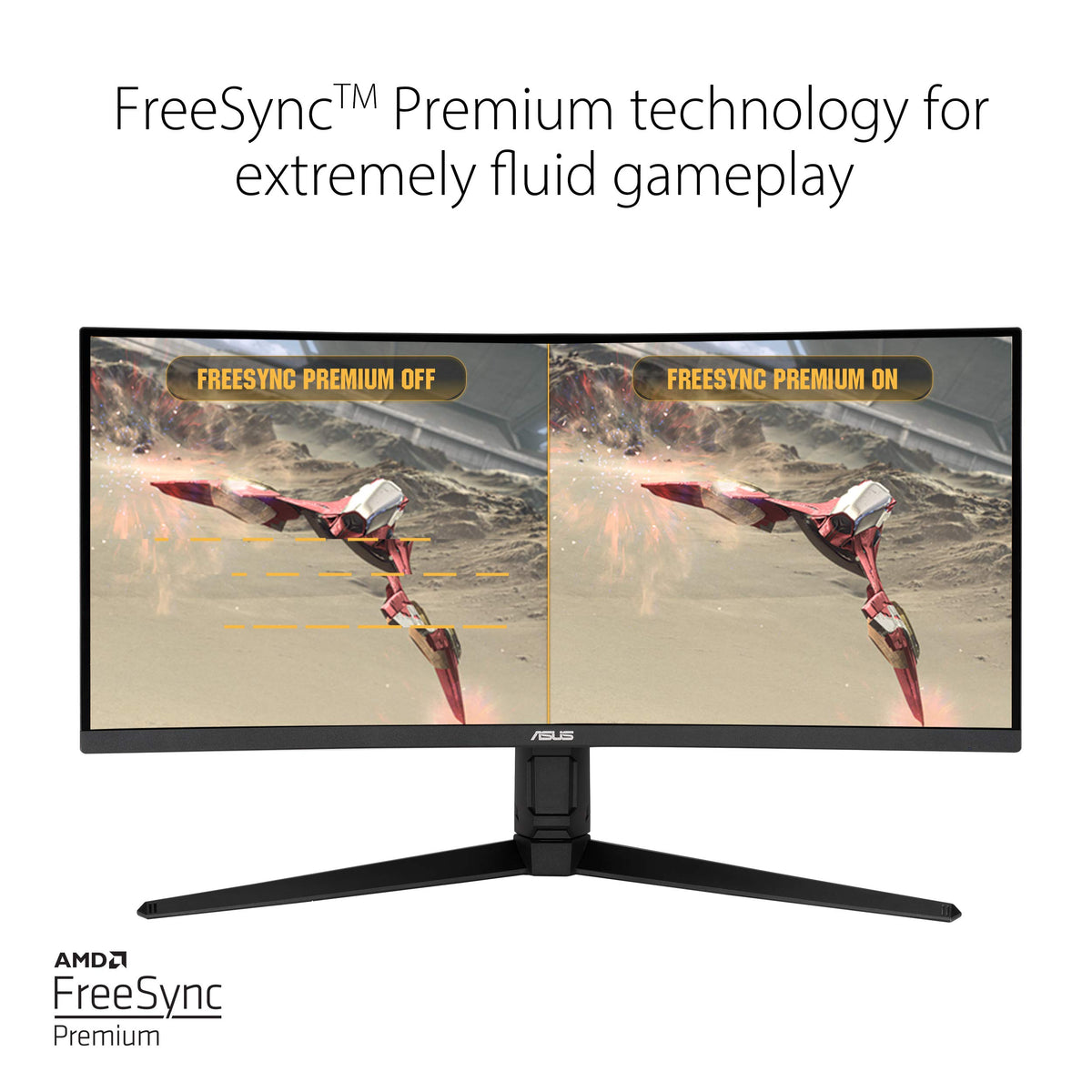 ASUS VG34VQL1B 1ms MPRT reduces motion blur in fast scenes.