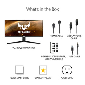 ASUS VG34VQL1B dual DP and HDMI ports for flexible setup.