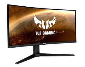 ASUS VG34VQL1B height-adjustable ergonomic stand for comfort.