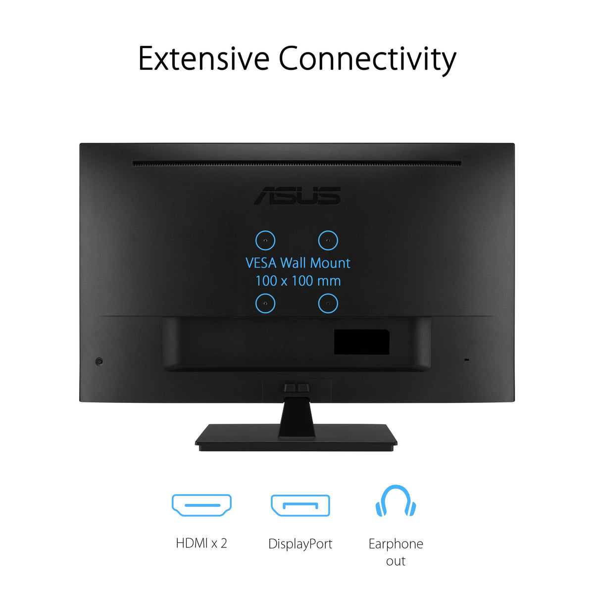 ASUS VP327Q Dual HDMI and built-in speakers simplify setup and entertainment
