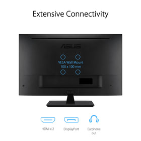 ASUS VP327Q Dual HDMI and built-in speakers simplify setup and entertainment