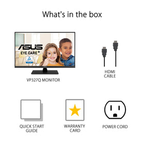 ASUS VP327Q VESA mountable frameless design saves space and centers the screen
