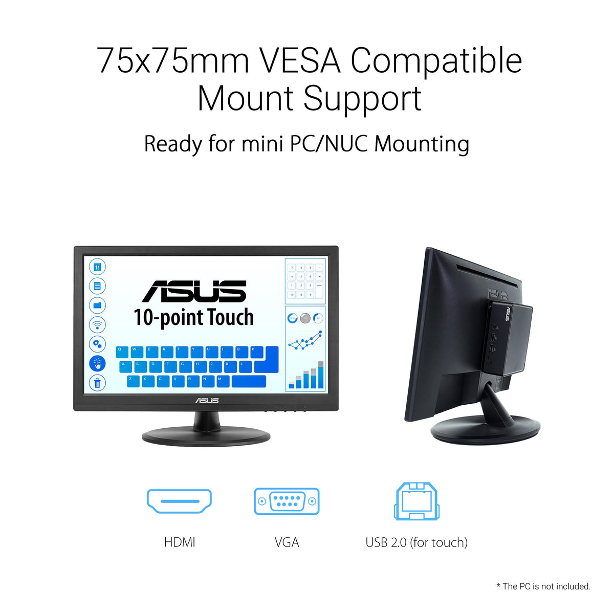 ASUS VT169HE 10-point touch enables precise multi-touch interactions.