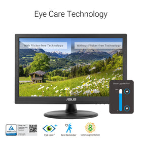 ASUS VT169HE frameless design for a sleek, space-saving setup.