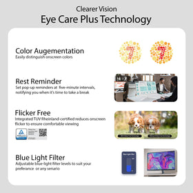 ASUS VU249HFI-W TÜV certified blue light filter reduces eye strain