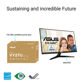 ASUS VY27UQ antibacterial bezels emphasize hygienic design and easy cleaning