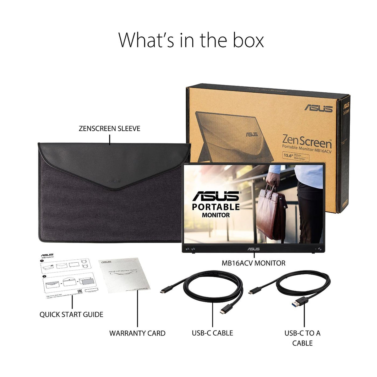 ASUS ZenScreen MB16ACV compatible with USB-C and USB-A devices including laptops and consoles