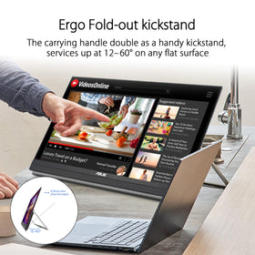 ASUS ZenScreen MB229CF with integrated carrying handle and kickstand