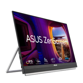 ASUS ZenScreen MB229CF ultra-slim profile on a desk for portability