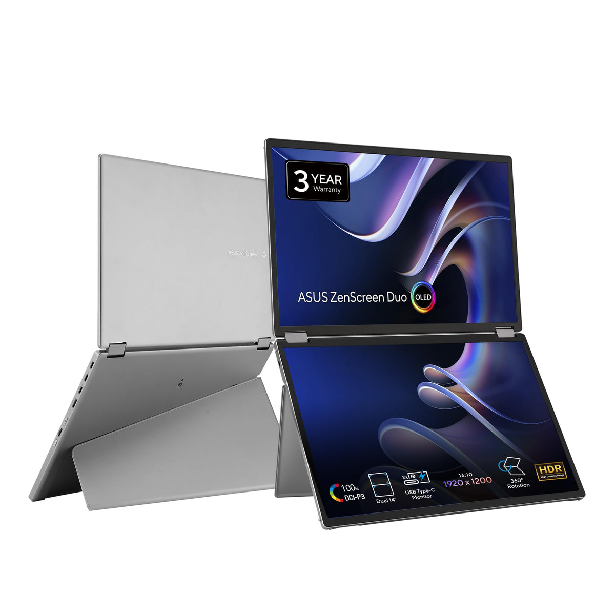 ASUS ZenScreen Duo OLED with dual 14-inch panels for expanded multitasking space
