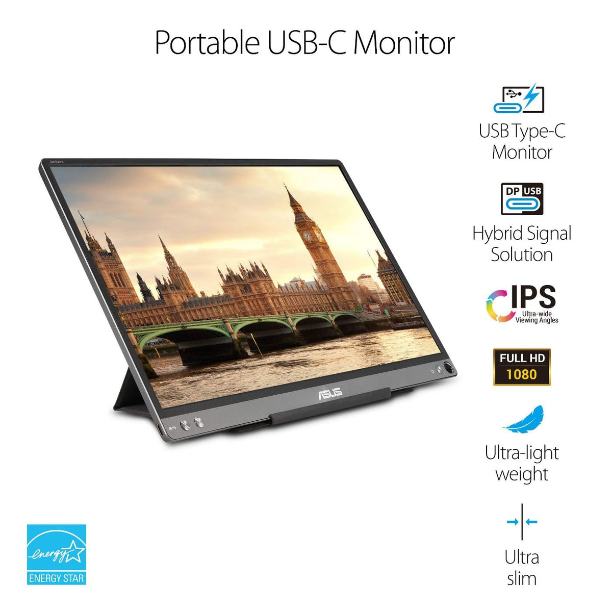 ASUS ZenScreen MB16ACE 15.6-inch Full HD IPS display with crisp visuals