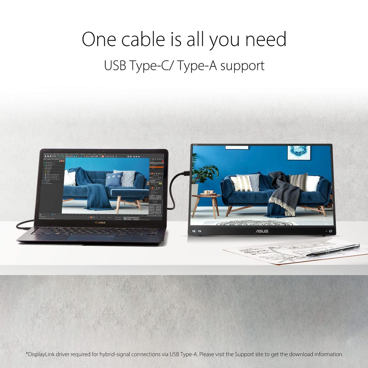 ASUS ZenScreen MB16ACV Eye Care with Flicker-free and Low Blue Light reduces eye strain