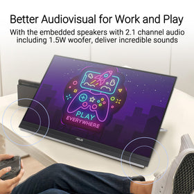 ASUS ZenScreen MB27ACF 2.1-channel audio with subwoofer for richer sound