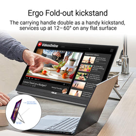 ASUS ZenScreen MB27ACF carrying handle and kickstand enable flexible placement