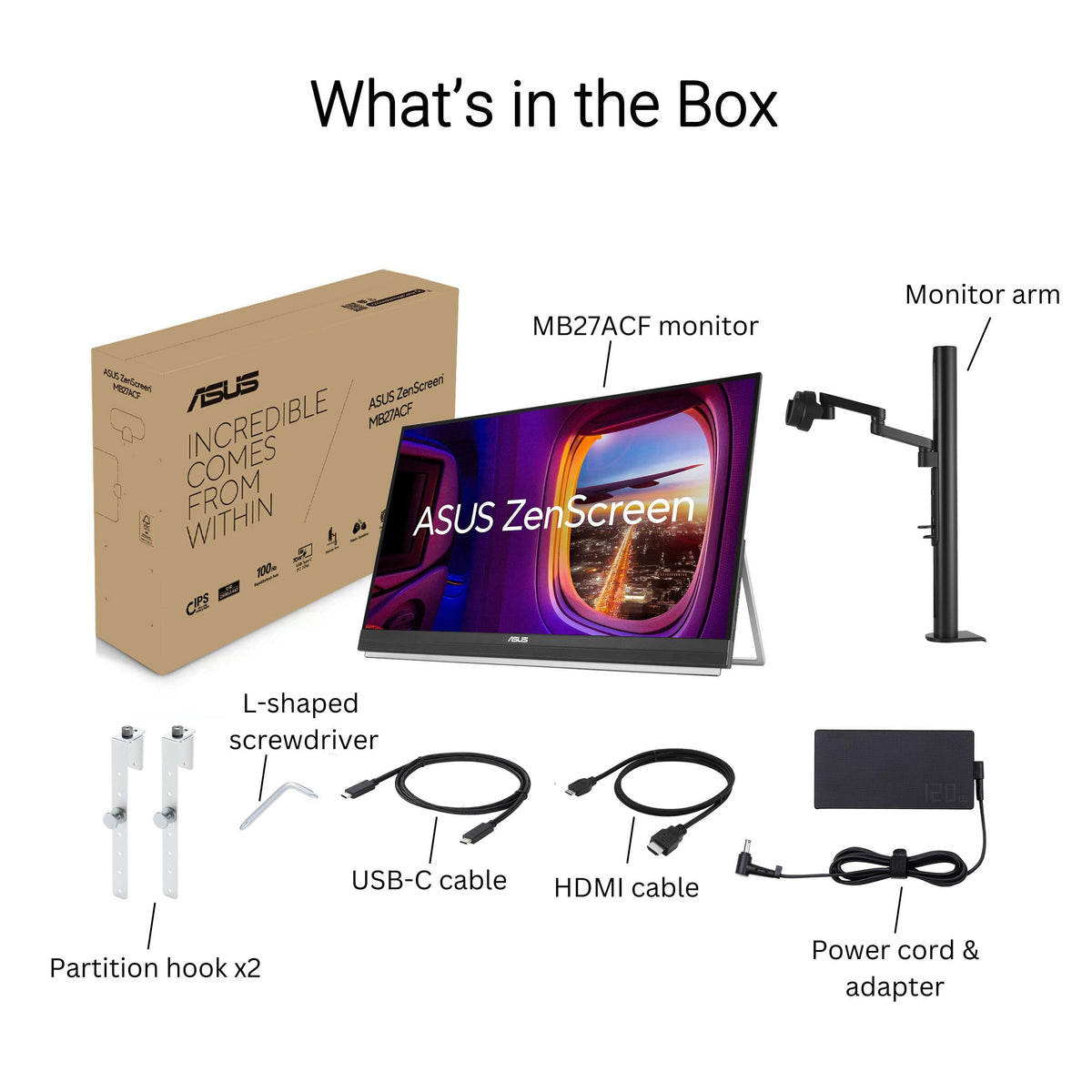 ASUS ZenScreen MB27ACF ENERGY STAR certified efficiency and eco packaging