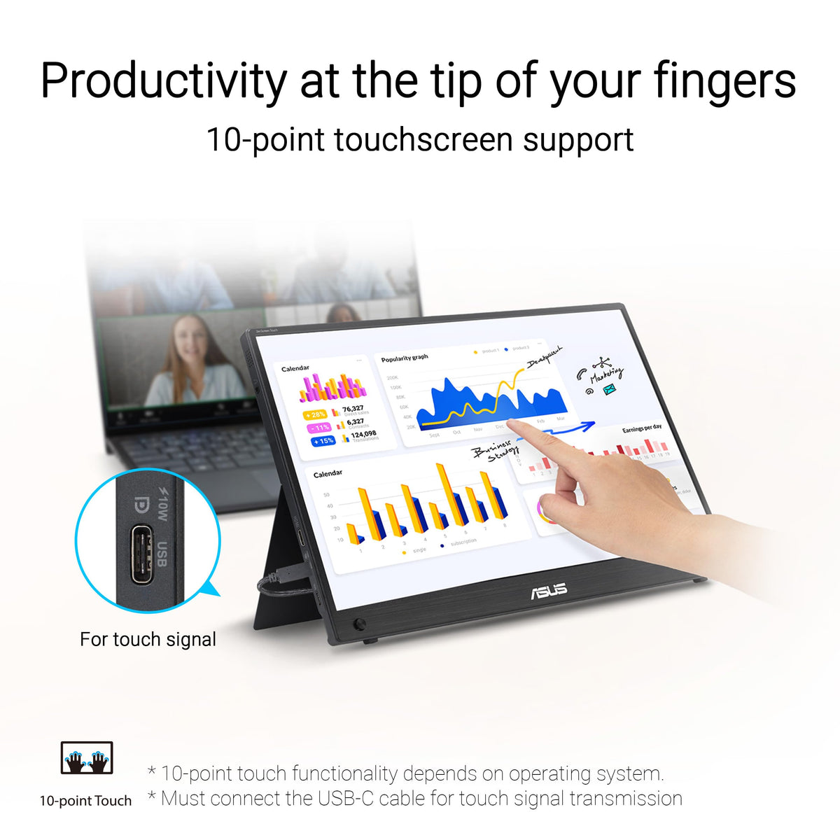 ASUS ZenScreen Touch built-in 7800mAh battery powers extended use