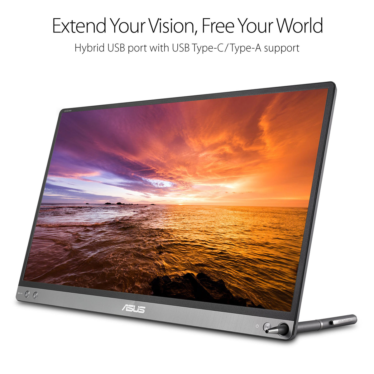 ASUS ZenScreen USB-C hybrid signal setup for easy laptop extension
