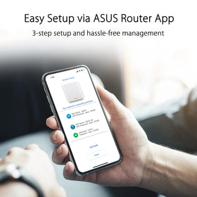 ASUS ZenWiFi ET9 2PK app interface shows centralized control and safety settings.