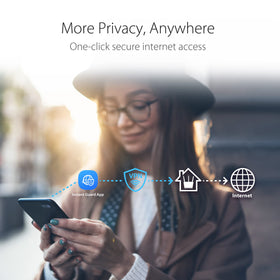 ASUS ZenWiFi XD6 security dashboard presents lifetime protection features.